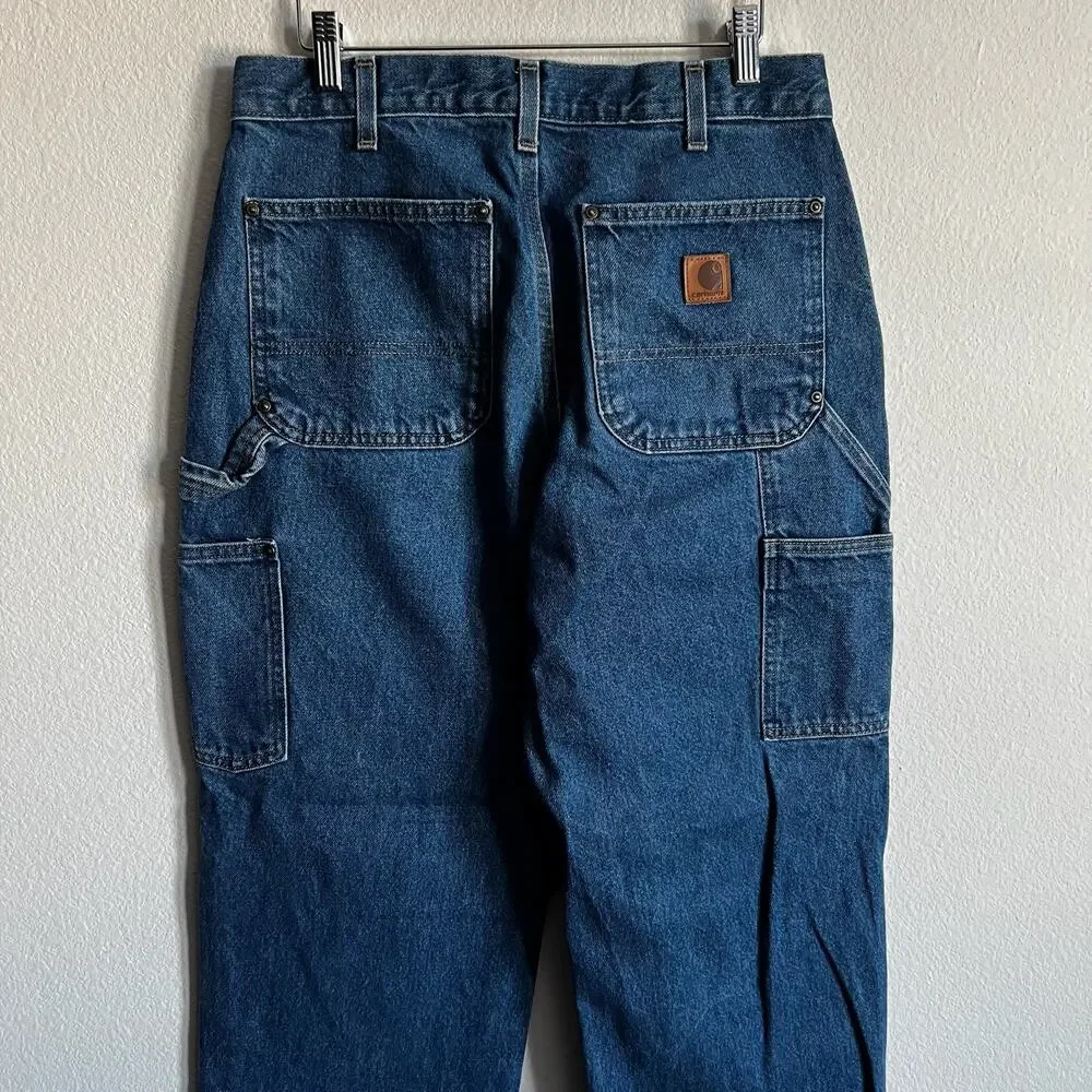 Carhartt B73 DST denim blue jean double knee work wear carpenter pants